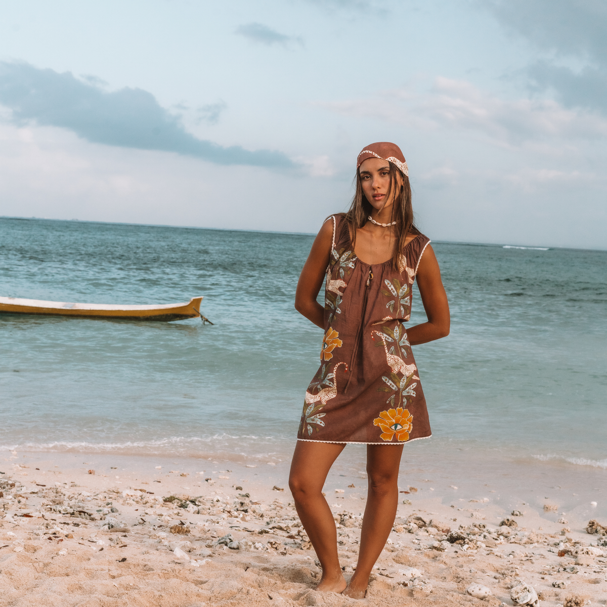 Eye of the Jungle Mini Dress - Dune
