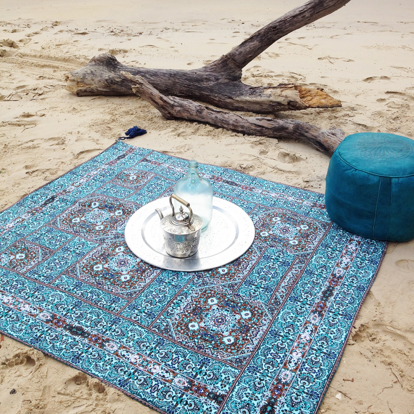 Turquoise Drift Picnic Rug