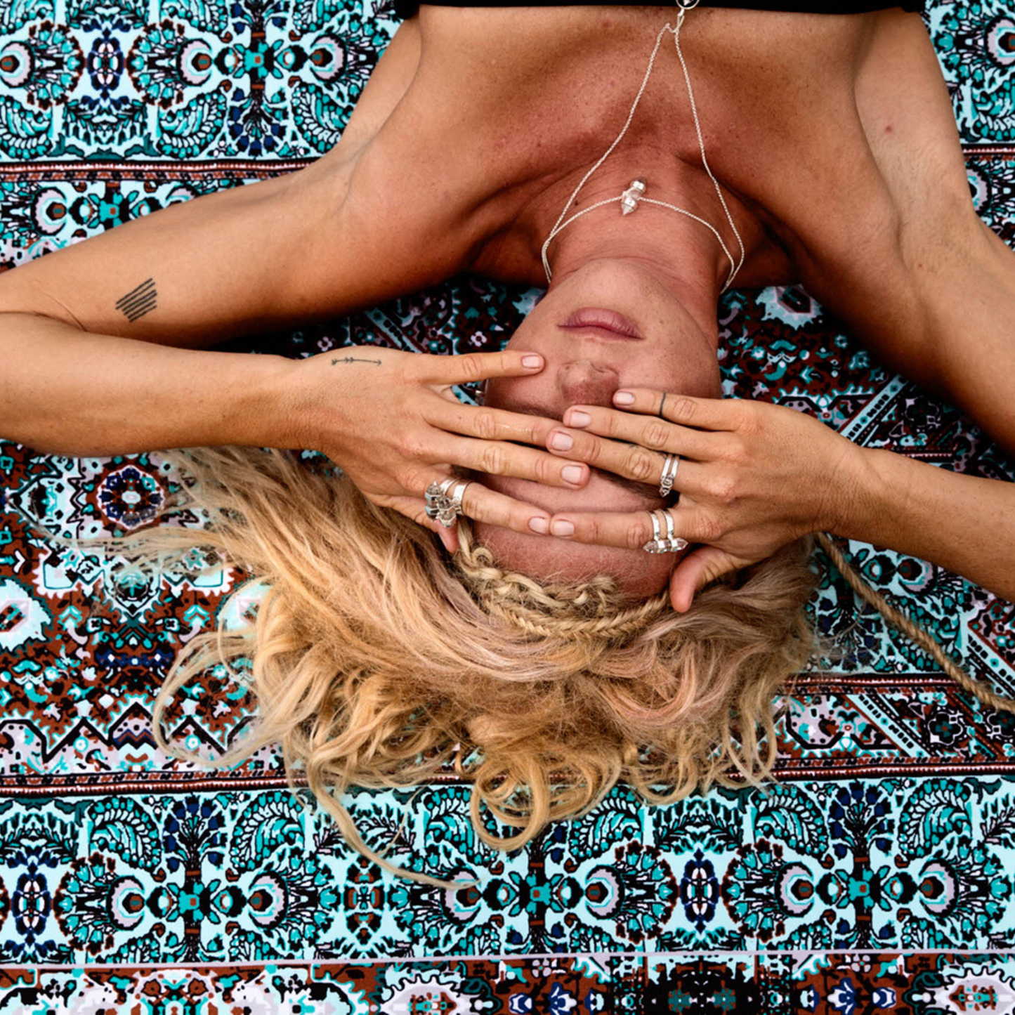 Turquoise Drift Picnic Rug