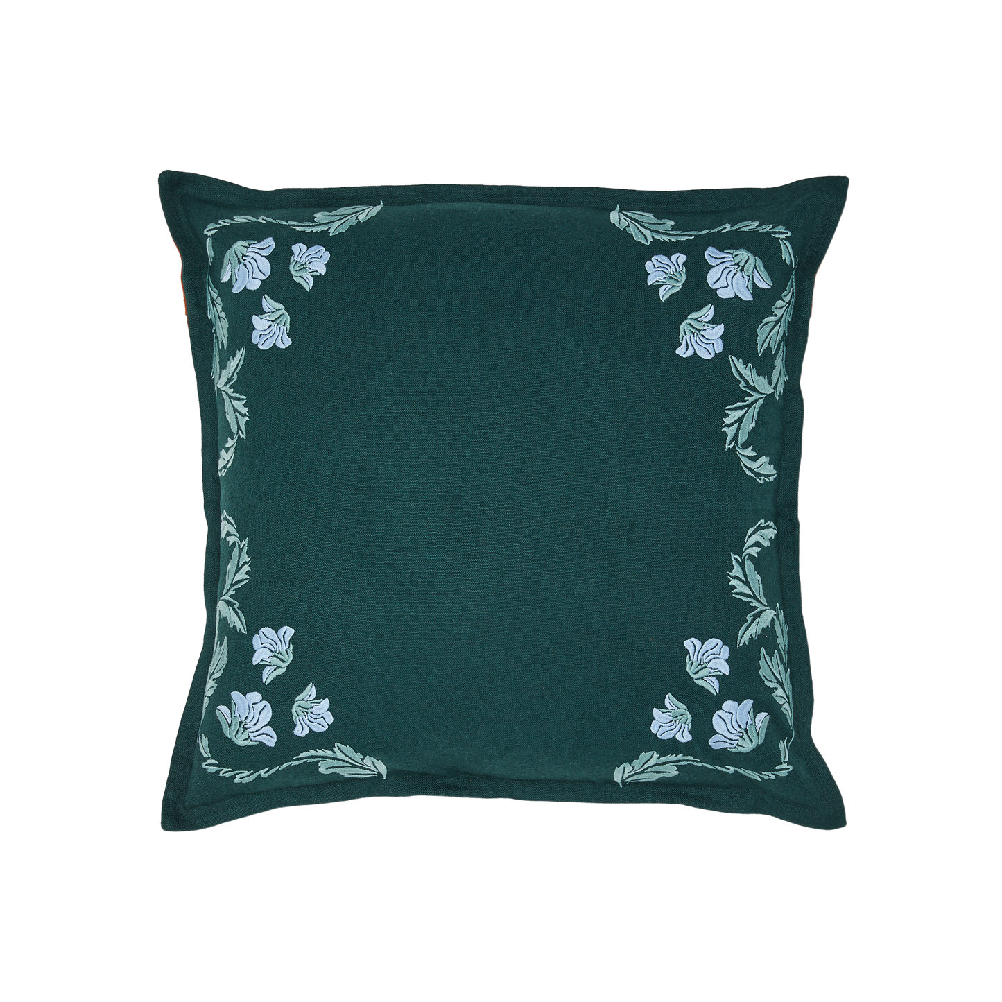 Hemp Cushion Cover Floral Teal