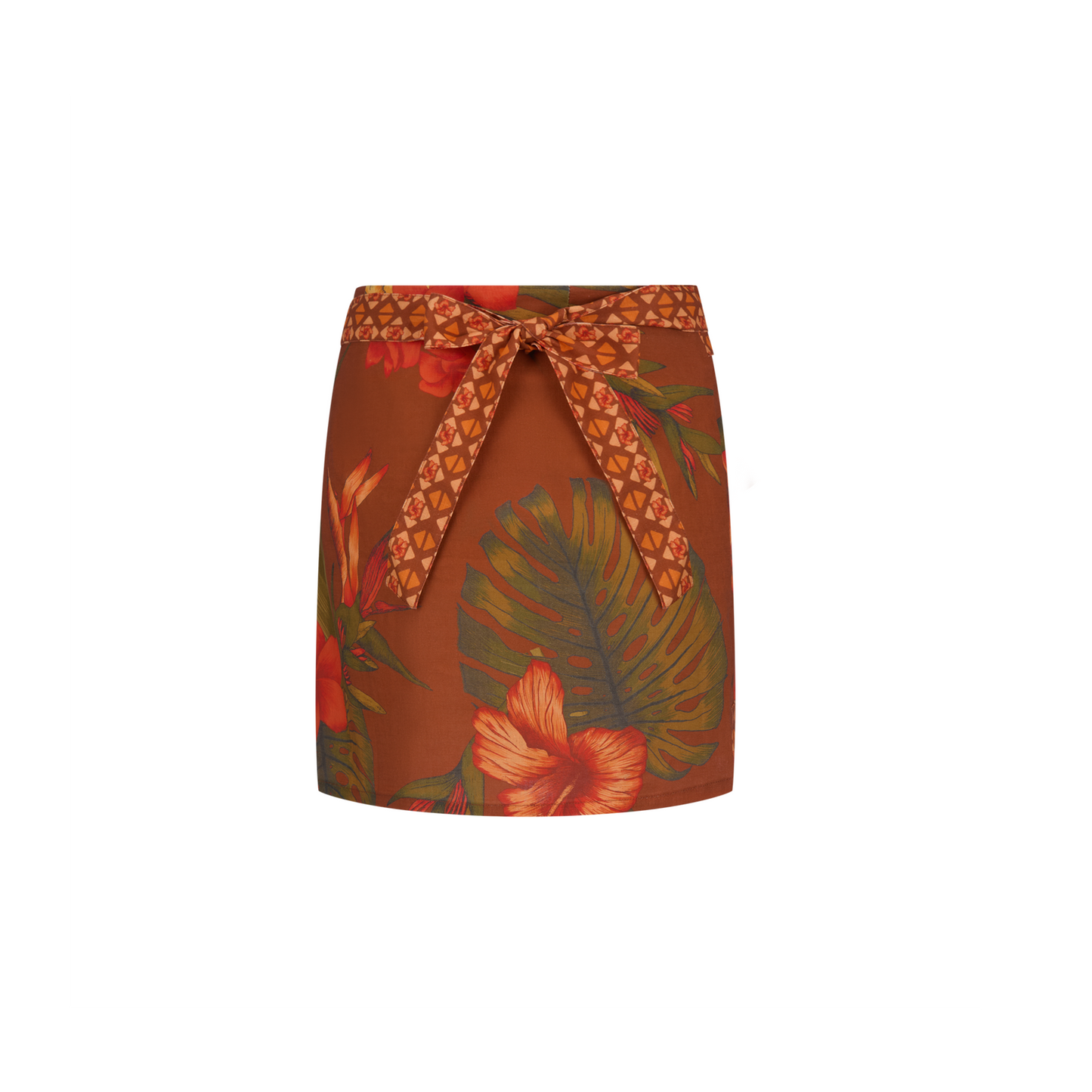 Cuban Tropical Wrap Skirt - Coffee