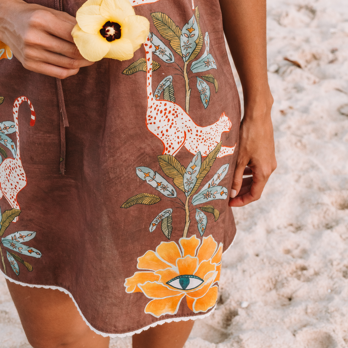 Eye of the Jungle Mini Dress - Dune