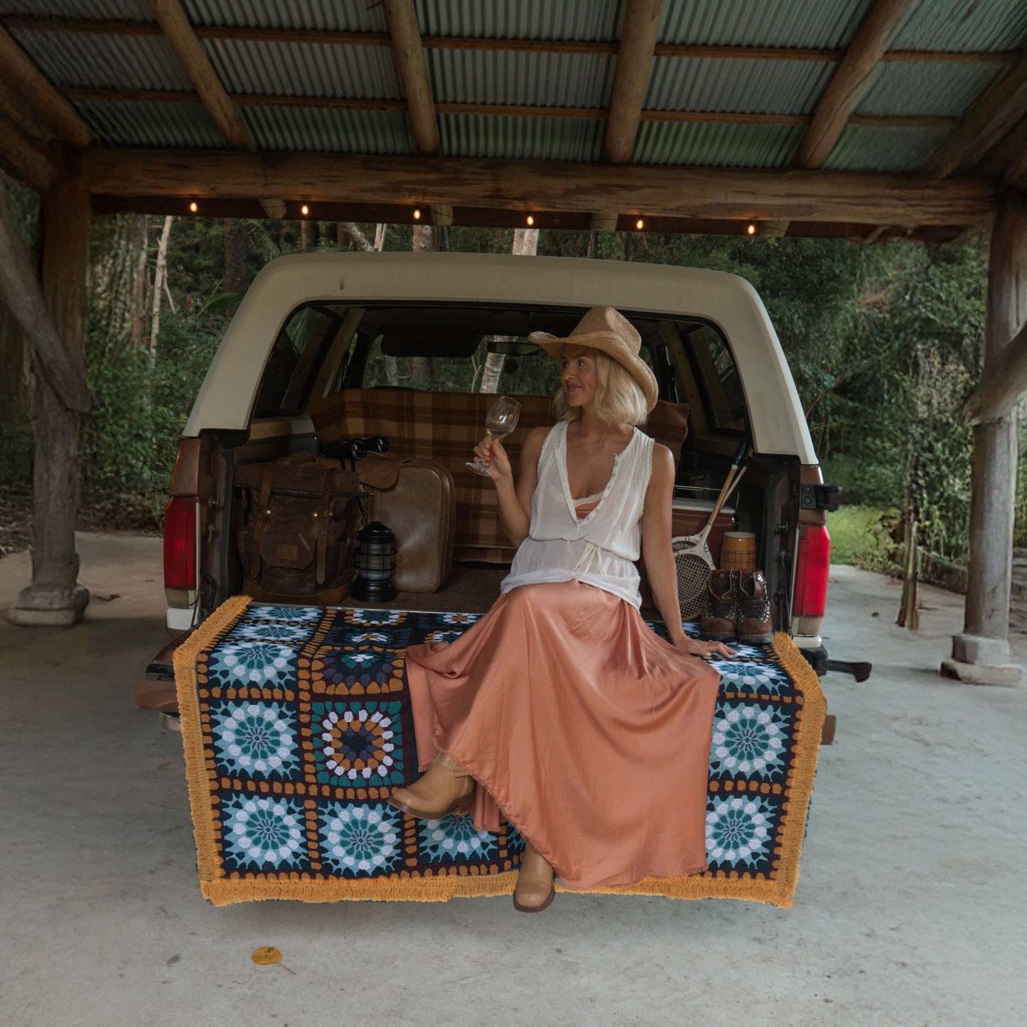 Granny Square Throw - Kingfisher