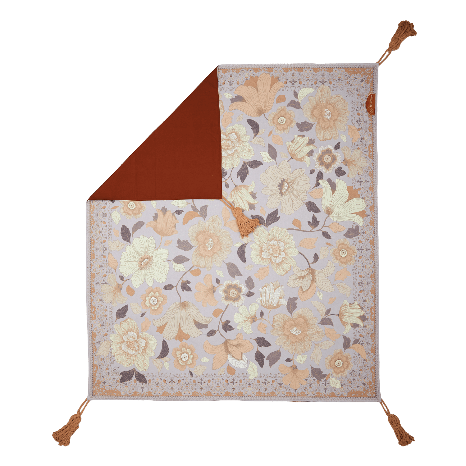 Grand Fleur Printed Picnic Rug Lilac Wandering Folk