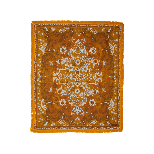 Ornate Floral Throw - Ginger