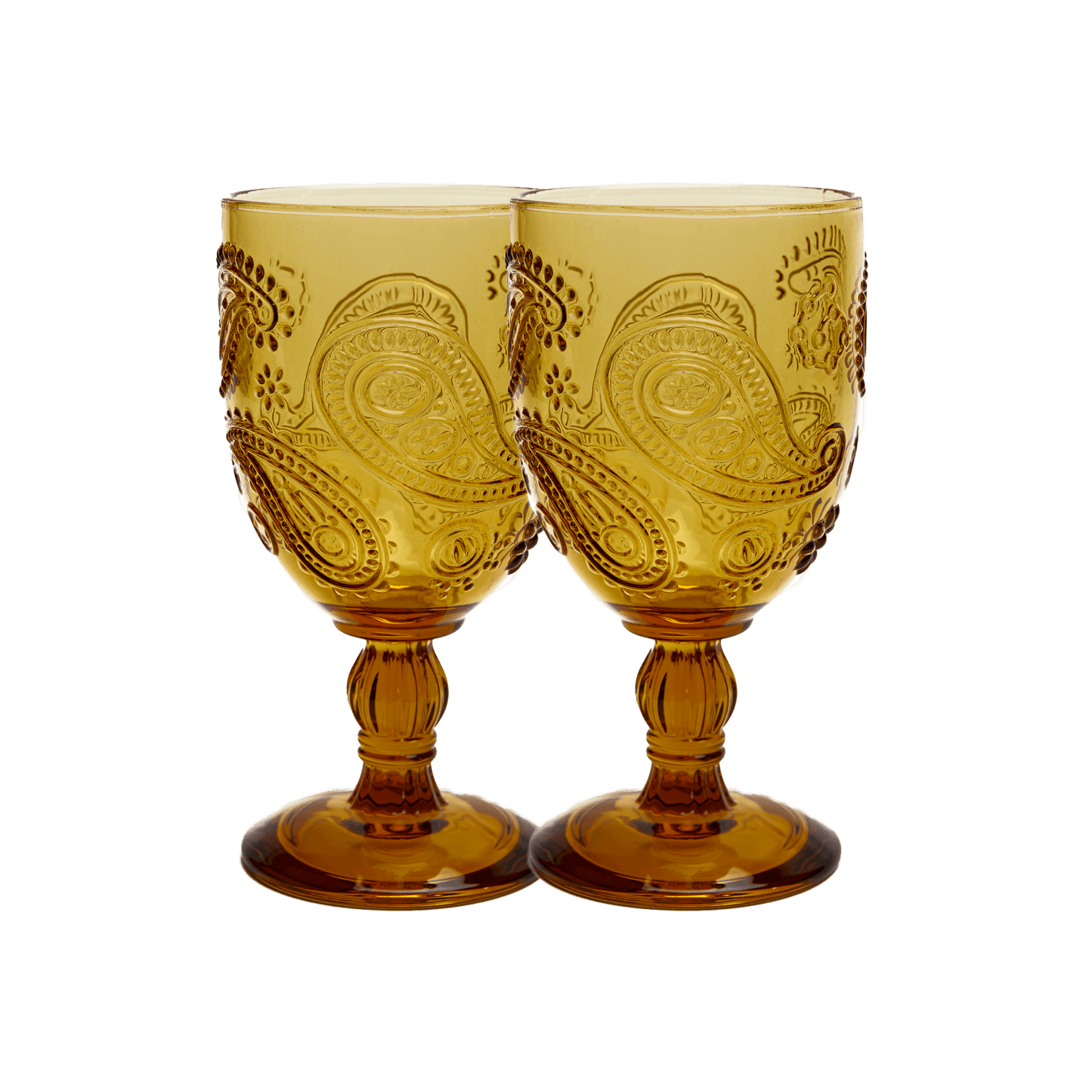 Goblet Glass Set of 2 Amber