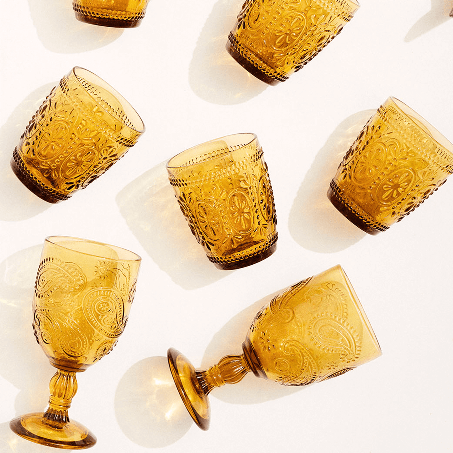 Goblet Glass Set of 2 Amber