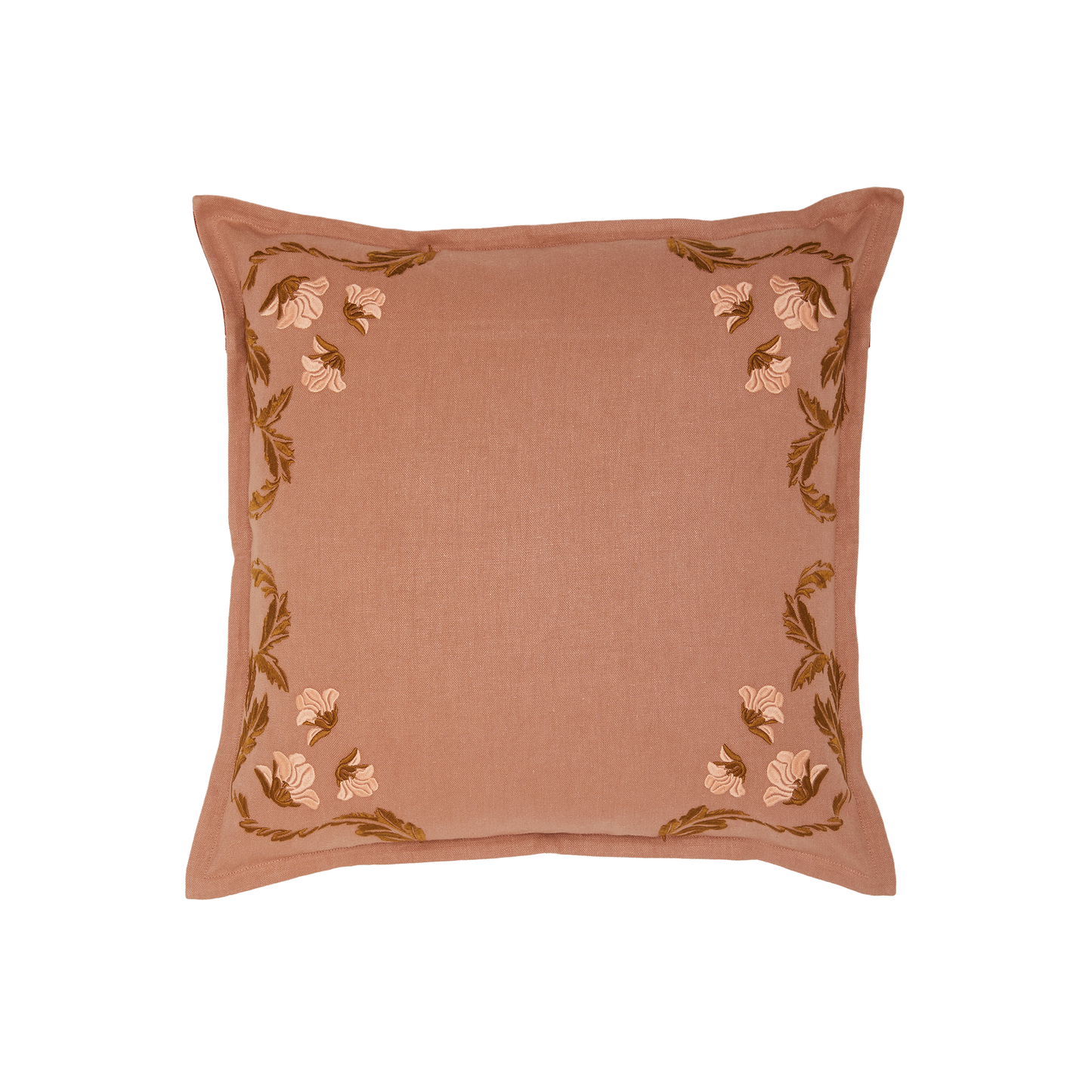 Hemp Cushion Cover Floral Tan