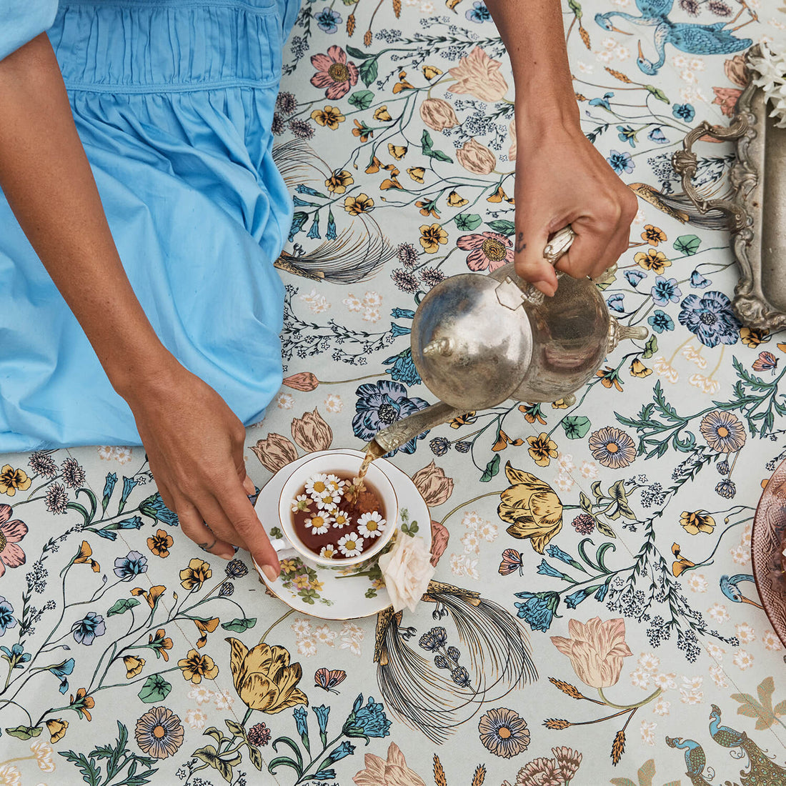 Wonderland Printed Picnic Rug Sage Wandering Folk